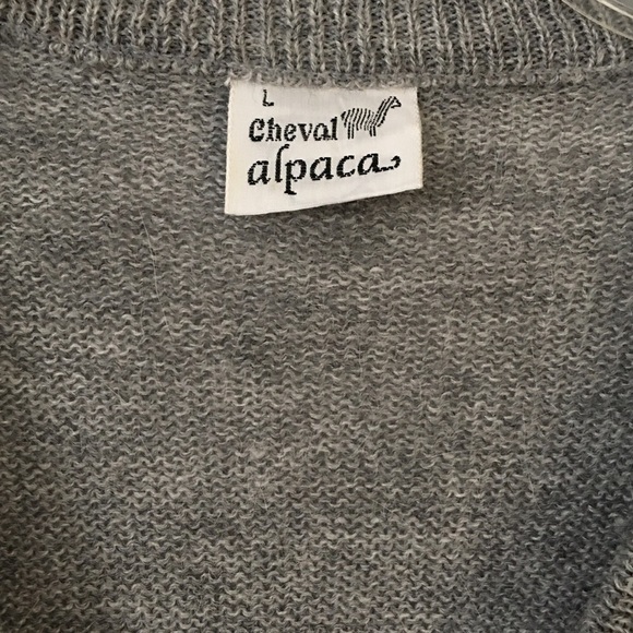 Cheval Alpaca heathered gray V neck knit sweater L - Picture 3 of 4